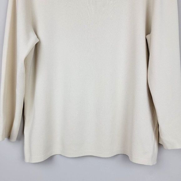Pendelton Cream Crew Neck Long Sleeves Basic Classic Rayon Knit Top Size L - Picture 4 of 6